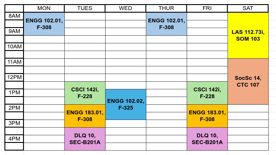 Manual Schedule in Sheets